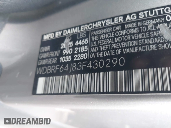 2003 Mercedes-Benz C 320 с VIN WDBRF64J83F430290, выставлен на аукционе IAAI как лот 41216402 с пробегом 181 558 миль миль и . История ставок и продаж доступна на DreamBid. Изображение 9.