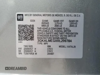 2024 GMC Terrain SLE with VIN 3GKALMEGXRL299784, listed as a Copart auction lot 57634385 with 32,949 mi miles and Clean title. Bid and sale history available at DreamBid. Image 13.