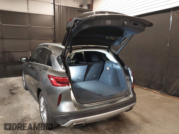 2019 Infiniti QX50 Essential with VIN 3PCAJ5M37KF141381, listed as a IAAI auction lot 42099327 with 55,177 mi miles and . Bid and sale history available at DreamBid. Image 3.