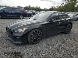 2016 Infiniti Q50 3.0t Red Sport 400 with VIN JN1FV7AR8GM451748, listed as a Copart auction lot 47680605 with 133,613 mi miles and Salvage Title. Bid and sale history available at carsss.com. Image 1.
