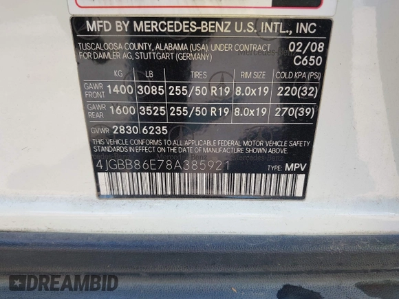 2008 Mercedes-Benz M 350 z VIN 4JGBB86E78A385921, wystawiony jako IAAI lot #42387342 z przebiegiem 247 409 mil mil oraz . Historia ofert i sprzedaży dostępna na DreamBid. Obrazek 9.