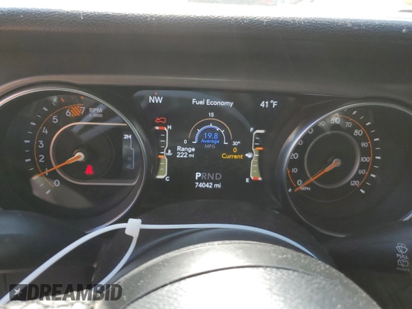 2021 Jeep Wrangler Unlimited 80th Anniversary with VIN 1C4HJXDN0MW792927, listed as a Copart auction lot 53498075 with 74,042 mi miles and Salvage title. Bid and sale history available at DreamBid. Image 9.