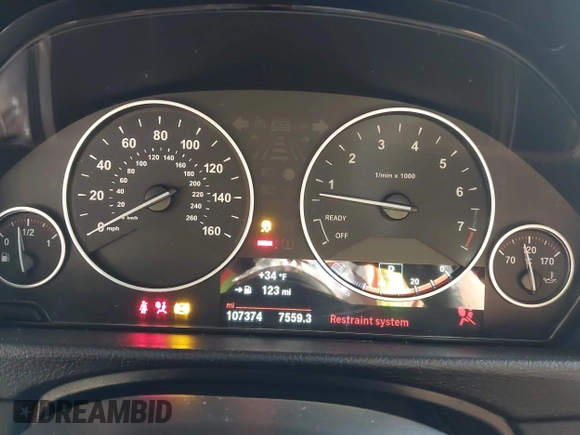 2017 BMW 3 Series 340i xDrive with VIN WBA8B7C36HA189994, listed as a IAAI auction lot 41090133 with 107,374 mi miles. Bid and sale history available at carsss.com. Image 7.