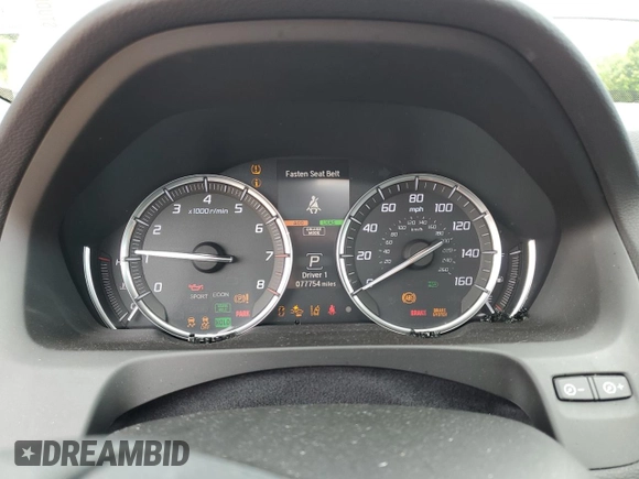 2020 Acura TLX with VIN 19UUB1F32LA007597, listed as a Copart auction lot 58562355 with 77,754 mi miles and Salvage title. Bid and sale history available at DreamBid. Image 9.