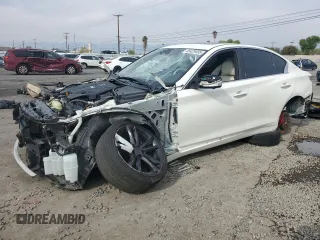 2020 Infiniti Q50 Red Sport 400 with VIN JN1FV7AP8LM630087, listed as a Copart auction lot 45425455 with 55,597 mi miles and Salvage Title. Bid and sale history available at carsss.com. Image 1.