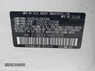 2017 Subaru WRX Premium with VIN JF1VA1E67H9827075, listed as a IAAI auction lot 41490943 with 44,428 mi miles and . Bid and sale history available at DreamBid. Image 9.