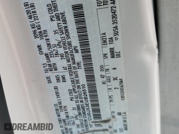 2014 Ford Escape Titanium with VIN 1FMCU0JX3EUB26510, listed as a Copart auction lot 51333175 with 250,394 mi miles and Salvage Title. Bid and sale history available at carsss.com. Image 15.