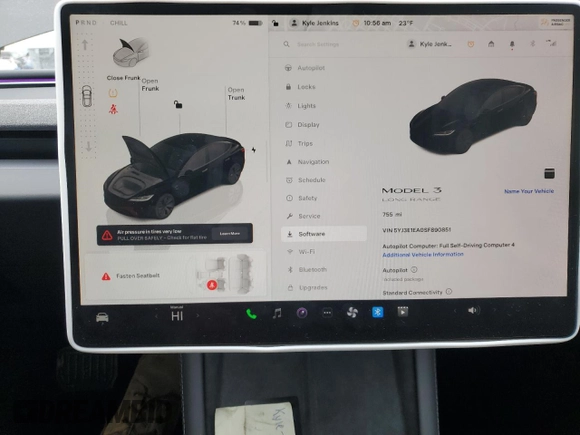 2025 Tesla Model 3 Long Range with VIN 5YJ3E1EA0SF890851, listed as a Copart auction lot 88960465 with 755 mi miles and Salvage Title. Bid and sale history available at DreamBid. Image 9.