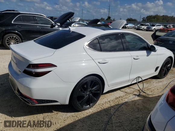 2022 Genesis G70 3.3T with VIN KMTG54TE1NU101029, listed as a Copart auction lot 74693774 with 0 mi miles and Non Repairable. Bid and sale history available at carsss.com. Image 3.
