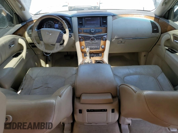 2012 Infiniti QX56 8-passenger with VIN JN8AZ2NDXC9715034, listed as a Copart auction lot 52148395 with 227,943 mi miles and Salvage title. Bid and sale history available at DreamBid. Image 8.