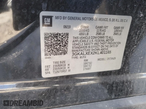 2019 GMC Terrain Denali with VIN 3GKALXEX2KL401165, listed as a Copart auction lot 42923105 with 73,776 mi miles and Salvage Title. Bid and sale history available at carsss.com. Image 16.