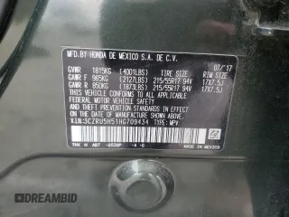 2017 Honda HR-V EX with VIN 3CZRU5H51HG709434, listed as a Copart auction lot 48250595 with 84,312 mi miles and Salvage Title. Bid and sale history available at carsss.com. Image 15.