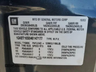 2004 GMC Envoy XL SLE with VIN 1GKET16S046147177, listed as a Copart auction lot 87014444 with 171,040 mi miles and Salvage Title. Bid and sale history available at carsss.com. Image 14.
