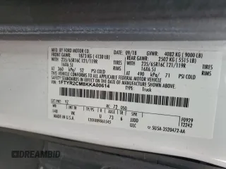 2019 Ford Transit with VIN 1FTYR2CM8KKA00614, listed as a Copart auction lot 45124425 with Not Provided miles and Salvage Title. Bid and sale history available at carsss.com. Image 14.