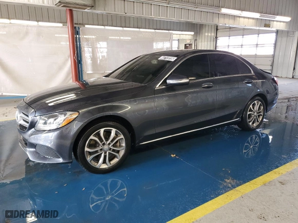 2015 Mercedes-Benz C-Class C 300 with VIN 55SWF4JB7FU059782, listed as a Copart auction lot 44713235 with 90,054 mi miles and Salvage Title. Bid and sale history available at carsss.com. Image 1.