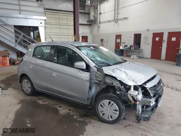 2022 Mitsubishi Mirage ES with VIN ML32AUHJ0NH002031, listed as a IAAI auction lot 41654897 with 42,863 mi miles. Bid and sale history available at carsss.com. Image 1.