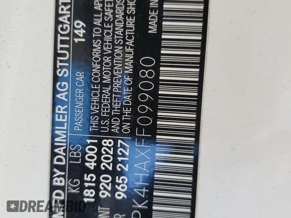 2015 Mercedes-Benz SLK 250 with VIN WDDPK4HAXFF099080, listed as a Copart auction lot 49264465 with 41,011 mi miles and Salvage title. Bid and sale history available at DreamBid. Image 12.