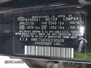 2016 Hyundai Accent SE with VIN KMHCT5AE6GU290609, listed as a IAAI auction lot 42006125 with 156,208 mi miles. Bid and sale history available at carsss.com. Image 9.