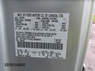 2002 Ford F-150 z VIN 2FTRX17L42CA98695, wystawiony jako IAAI lot #42154232 z przebiegiem 180 924 mil mil oraz . Historia ofert i sprzedaży dostępna na DreamBid. Obrazek 9.