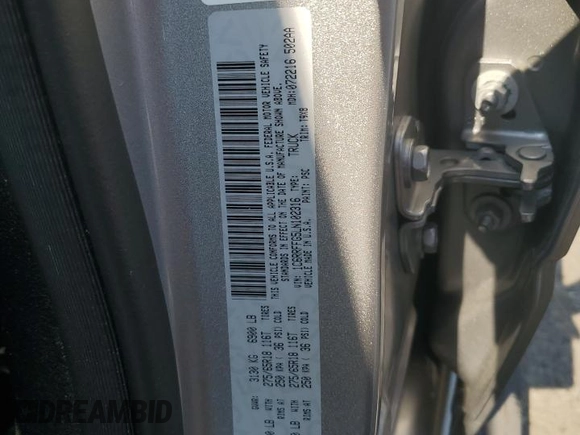 2020 Ram 1500 Big Horn with VIN 1C6RRFFG5LN102316, listed as a Copart auction lot 61872785 with 52,017 mi miles and Salvage title. Bid and sale history available at DreamBid. Image 12.