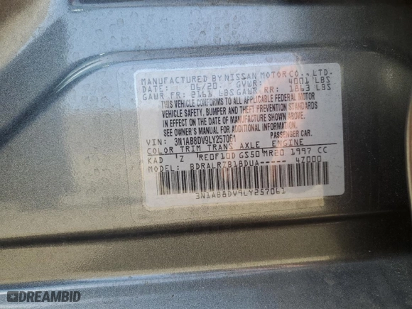 2020 Nissan Sentra SR with VIN 3N1AB8DV9LY257061, listed as a Copart auction lot 48968885 with 31,468 mi miles and Salvage Title. Bid and sale history available at carsss.com. Image 13.