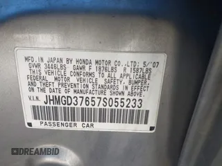 2007 Honda Fit Sport with VIN JHMGD37657S055233, listed as a IAAI auction lot 42194843 with 190,715 mi miles and . Bid and sale history available at DreamBid. Image 9.