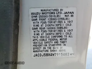 1998 Isuzu Trooper S с VIN JACDJ58X4W7915462, выставлен на аукционе Copart как лот 45632975 с пробегом 135 215 миль миль и Чистый • Clean title. История ставок и продаж доступна на DreamBid. Изображение 13.