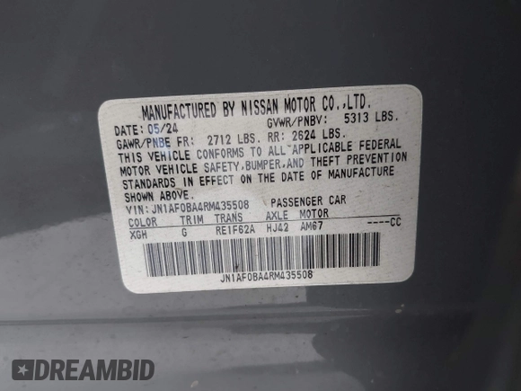 2024 Nissan ARIYA Engage with VIN JN1AF0BA4RM435508, listed as a IAAI auction lot 42572785 with 9,289 mi miles and . Bid and sale history available at DreamBid. Image 9.