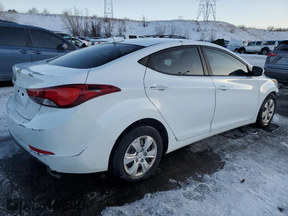2016 Hyundai Elantra SE with VIN 5NPDH4AE4GH677674, listed as a Copart auction lot 88665955 with 186,075 mi miles and Salvage Title. Bid and sale history available at DreamBid. Image 3.