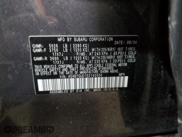 2025 Subaru Outback Wilderness with VIN 4S4BTGUD1S3140500, listed as a Copart auction lot 87000974 with 5,862 mi miles and Salvage Title. Bid and sale history available at carsss.com. Image 16.