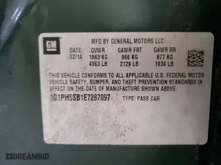 2014 Chevrolet Cruze ECO with VIN 1G1PH5SB1E7287097, listed as a Copart auction lot 50926865 with 132,285 mi miles and Non Repairable. Bid and sale history available at carsss.com. Image 12.