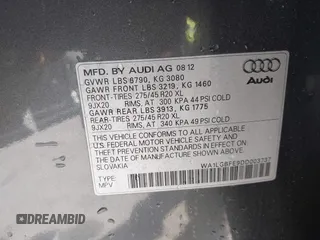 2013 Audi Q7 Premium Plus z VIN WA1LGBFE9DD003737, wystawiony jako IAAI lot #41888710 z przebiegiem 149 802 mil mil oraz . Historia ofert i sprzedaży dostępna na DreamBid. Obrazek 9.