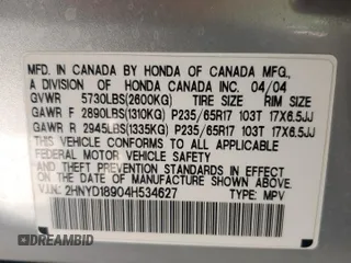 2004 Acura MDX Touring Pkg RES w/Nav with VIN 2HNYD18904H534627, listed as a Copart auction lot 72657774 with 278,212 mi miles and Salvage Title. Bid and sale history available at carsss.com. Image 12.