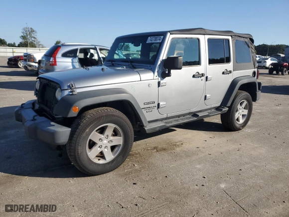 2014 Jeep Wrangler Unlimited Sport with VIN 1C4BJWDG8EL134356, listed as a Copart auction lot 74378874 with 103,318 mi miles and Salvage Title. Bid and sale history available at carsss.com. Image 1.