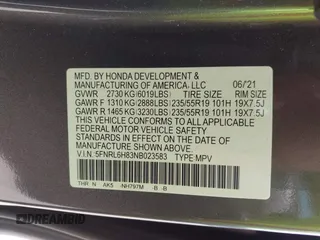 2022 Honda Odyssey Touring z VIN 5FNRL6H83NB023583, wystawiony jako IAAI lot #42425498 z przebiegiem Nie podano mil oraz . Historia ofert i sprzedaży dostępna na DreamBid. Obrazek 9.