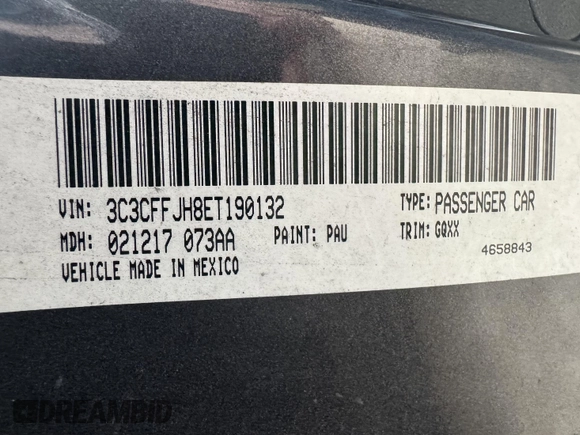 2014 FIAT 500 Abarth with VIN 3C3CFFJH8ET190132, listed as a IAAI auction lot 41574469 with 105,809 mi miles. Bid and sale history available at carsss.com. Image 9.