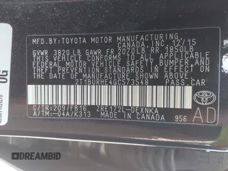 2016 Toyota Corolla L with VIN 2T1BURHE4GC573548, listed as a IAAI auction lot 42482004 with 52,042 mi miles and . Bid and sale history available at DreamBid. Image 9.