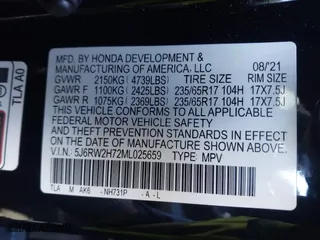 2021 Honda CR-V Special Edition with VIN 5J6RW2H72ML025659, listed as a IAAI auction lot 41315325 with 28,183 mi miles. Bid and sale history available at carsss.com. Image 9.