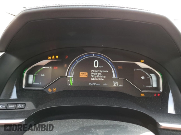 2018 Honda Clarity Plug-In Hybrid Touring with VIN JHMZC5F3XJC000468, listed as a Copart auction lot 54104674 with 54,295 mi miles. Bid and sale history available at carsss.com. Image 9.