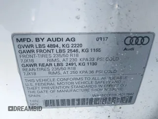 2017 Audi Q3 Premium with VIN WA1ECCFS9HR017842, listed as a IAAI auction lot 41400330 with 106,884 mi miles. Bid and sale history available at carsss.com. Image 9.