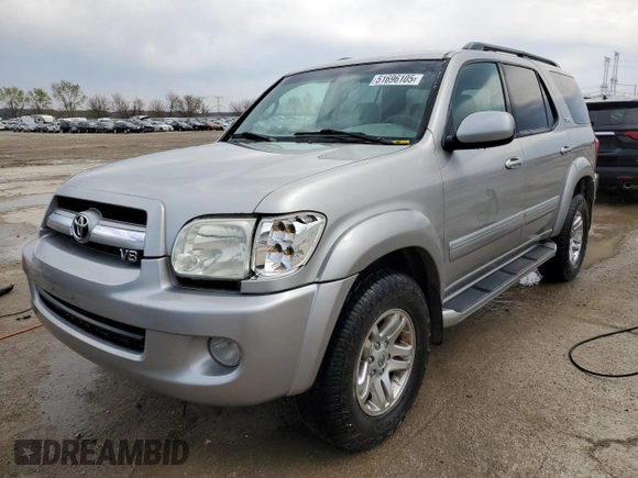 2006 Toyota Sequoia SR5 with VIN 5TDBT44AX6S272135, listed as a Copart auction lot 51696105 with 273,936 mi miles and Salvage Title. Bid and sale history available at DreamBid. Image 1.
