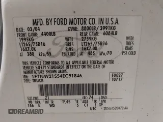 2004 Ford F-250 XL с VIN 1FTNW21S54EC91846, выставлен на аукционе IAAI как лот 42067319 с пробегом 123 329 миль миль и . История ставок и продаж доступна на DreamBid. Изображение 9.