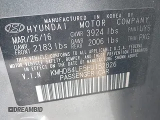 2017 Hyundai Elantra Value Edition z VIN KMHD84LF5HU152826, wystawiony jako IAAI lot #42264137 z przebiegiem 130 957 mil mil oraz . Historia ofert i sprzedaży dostępna na DreamBid. Obrazek 9.
