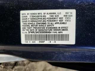 2014 Honda Odyssey LX с VIN 5FNRL5H23EB090464, выставлен на аукционе Copart как лот 59168755 с пробегом 218 131 миль миль и Чистый • Clean title. История ставок и продаж доступна на DreamBid. Изображение 14.