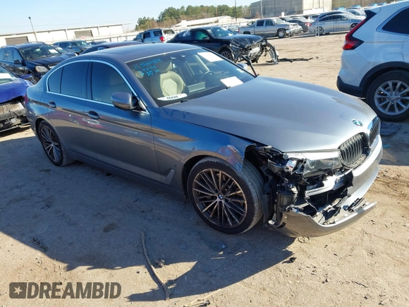 2019 BMW 5 Series 530e iPerformance with VIN WBAJA9C51KB391855, listed as a IAAI auction lot 41429622 with 47,162 mi miles. Bid and sale history available at carsss.com. Image 1.