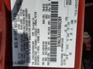 2014 Lincoln MKZ with VIN 3LN6L2GKXER800389, listed as a Copart auction lot 51793125 with 35,976 mi miles and Salvage title. Bid and sale history available at DreamBid. Image 14.