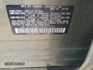 2019 Subaru Forester Premium with VIN JF2SKAGC1KH577229, listed as a Copart auction lot 60798565 with 43,035 mi miles and Salvage title. Bid and sale history available at DreamBid. Image 13.