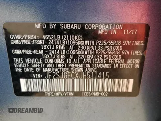 2018 Subaru Forester Premium with VIN JF2SJGECXJH511415, listed as a Copart auction lot 82927724 with 85,939 mi miles and Salvage Title. Bid and sale history available at carsss.com. Image 15.