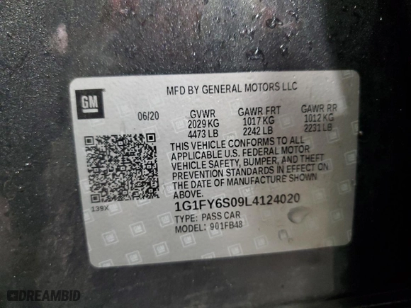 2020 Chevrolet Bolt EV LT with VIN 1G1FY6S09L4124020, listed as a Copart auction lot 50991175 with 46,982 mi miles and Salvage Title. Bid and sale history available at carsss.com. Image 14.