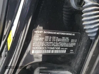 2015 BMW X4 xDrive28i with VIN 5UXXW3C57F0M87498, listed as a Copart auction lot 45154904 with 153,631 mi miles. Bid and sale history available at carsss.com. Image 15.